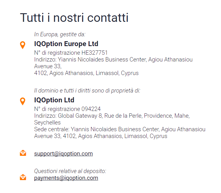 IQ Option servizo clienti regolamentazione