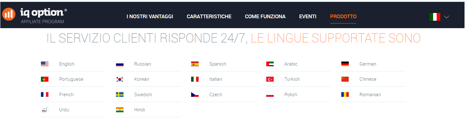 IQ Option servizo clienti