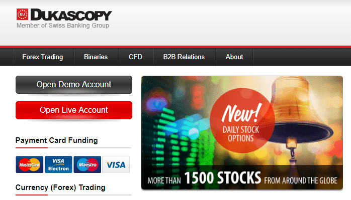 Dukascopy: account di trading online